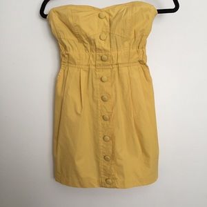 Strapless Yellow Dress w/ Buttons